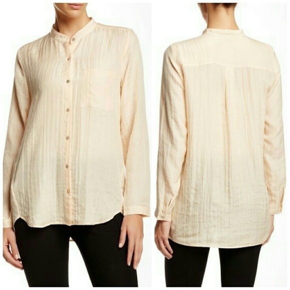 EILEEN Fisher Silk Blend Mandarin Collar Top - Picture 1 of 8